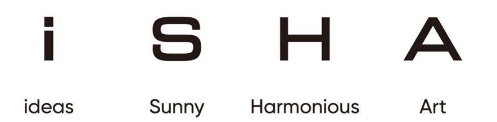 I.SHA Lighting brand values representing Ideas, Sunny, Harmonious, and Art