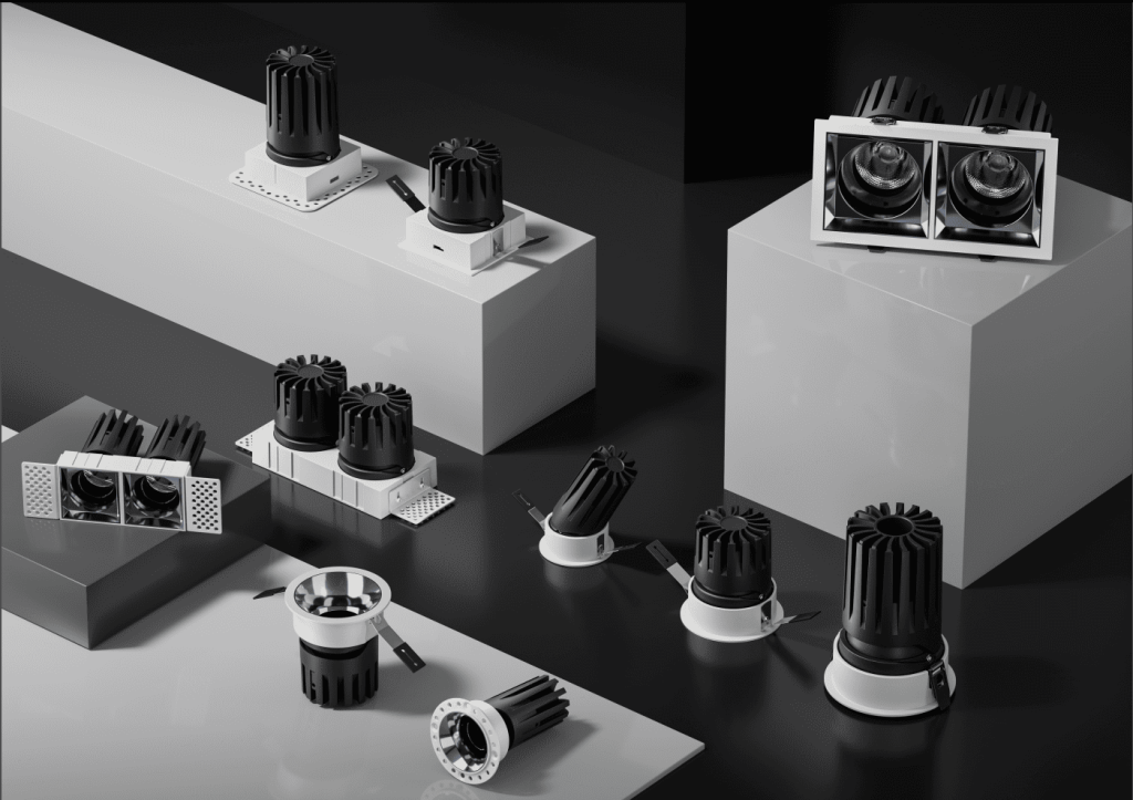 KX3131 LED Spotlight Series – Modular Anti-Glare Downlights for Architectural Lighting KX3131 LED spotlight series showing all models including round, square, and trimless recessed designs for architectural lighting