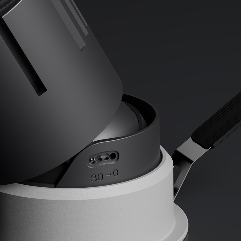 KX3168 Adjustable Anti-Glare LED Downlight (0°–30° Tilt) KX3168 adjustable LED downlight tilt mechanism with 0–30 degree angle adjustment