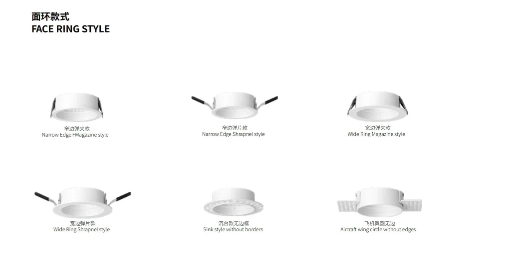 AC9293 wall wash lamp trim styles with different face ring design options for architectural lighting