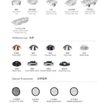 AC9268 spotlight face ring reflector cup and optical accessories including honeycomb filter linear lens single asymmetric lens and double asymmetric lens