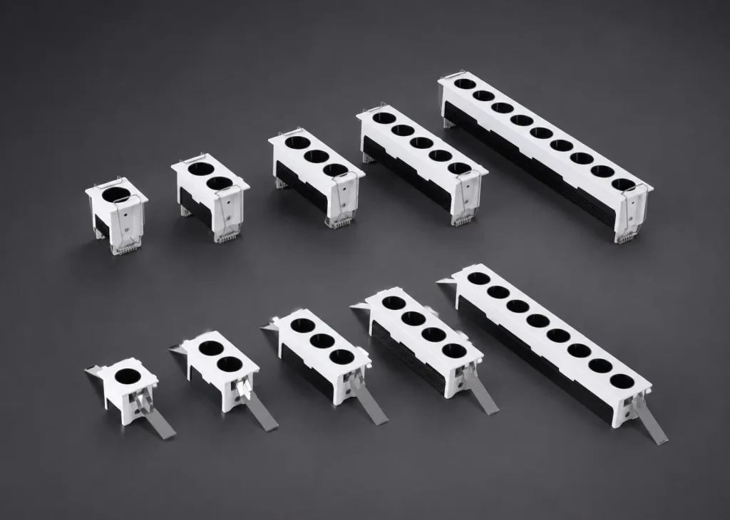 AC9178 spring clip linear spotlight series with 1-hole 2-hole 3-hole 5-hole and 10-hole recessed options