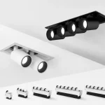 AC9348 adjustable grille spotlight series with black and white recessed multi-head configurations