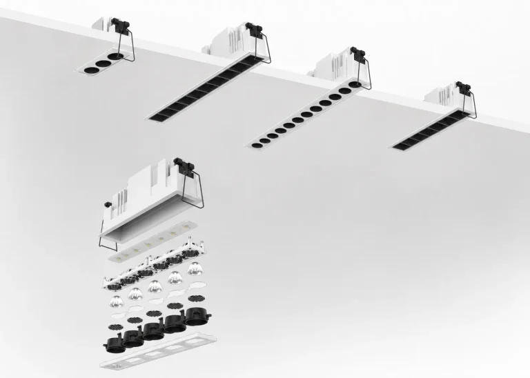 AC9349 optical grille spotlight series with recessed installation and anti-glare optical structure