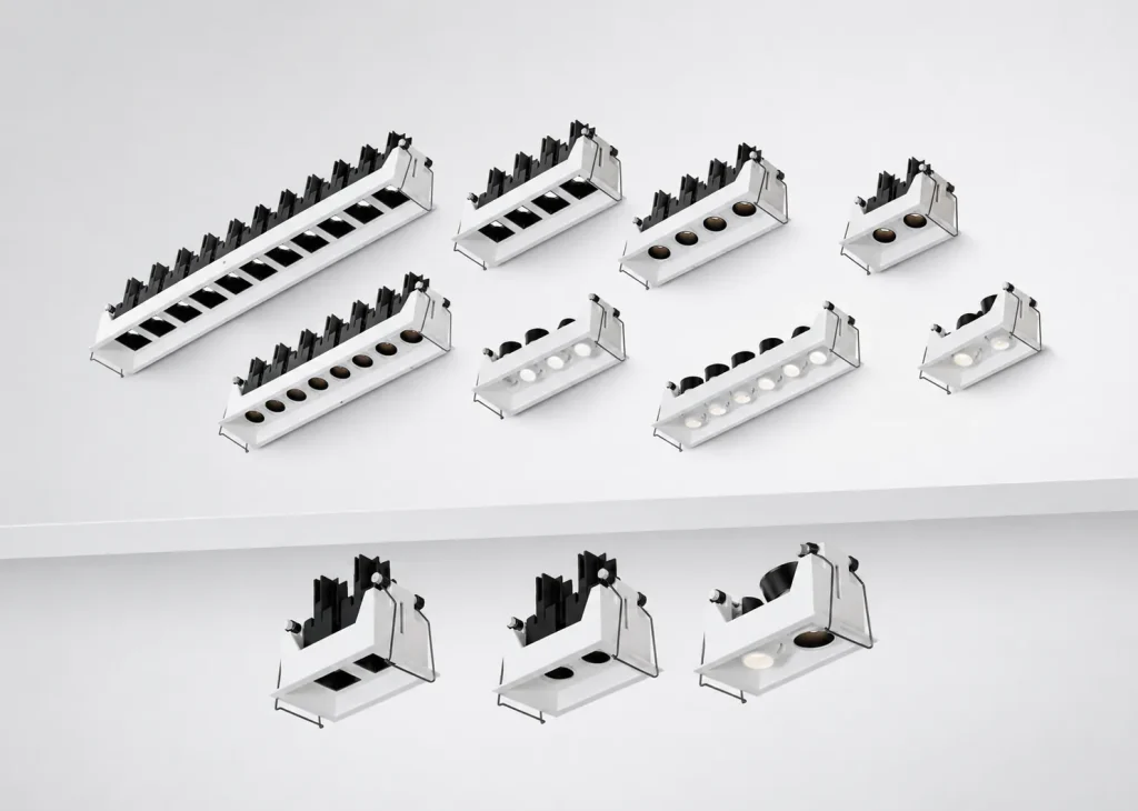 AC9352 rotating grille spotlight series with round and square anti-glare cup options