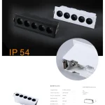 IS3303 wide beam linear spotlight IP54 5-hole model with black and white recessed options