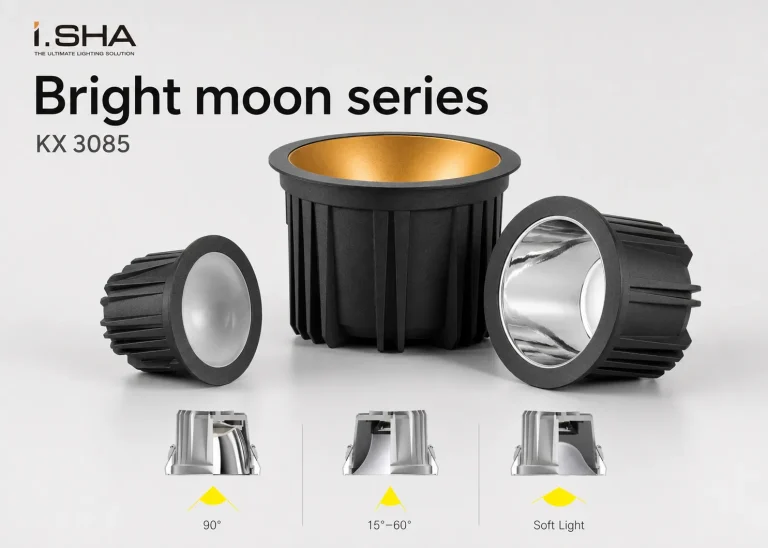 KX3085 bright moon downlight supplier China series with 90 degree 15-60 degree and soft light optical options