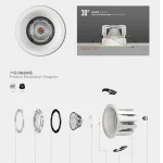 KX3140 waterproof downlight product breakdown diagram with 30-degree deep anti-glare design