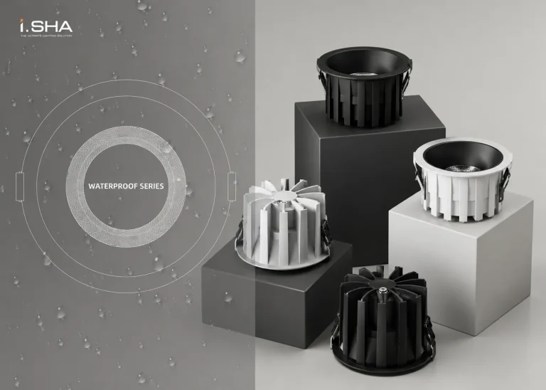 KX3140 waterproof downlight supplier China series with IP65 recessed round design and black white finishes