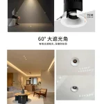 KX3168 recessed spotlight anti glare lighting effect with 60 degree shielding angle and architectural interior application