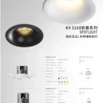 KX3168 trimless recessed spotlight with deep anti glare design architectural lighting fixture in white and black finish