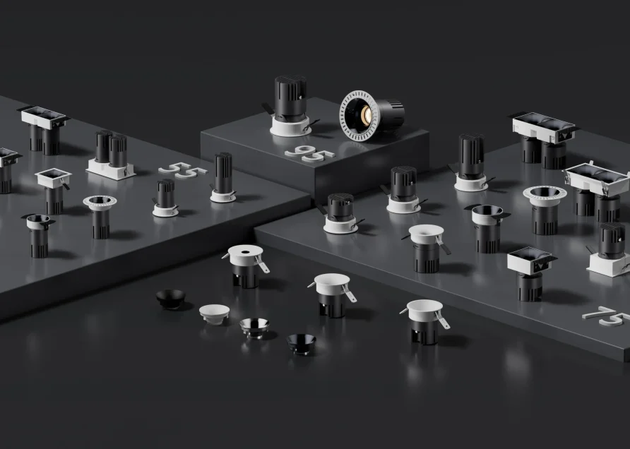 KX3168 recessed spotlight series collection with adjustable trimless round and square spotlights for architectural lighting